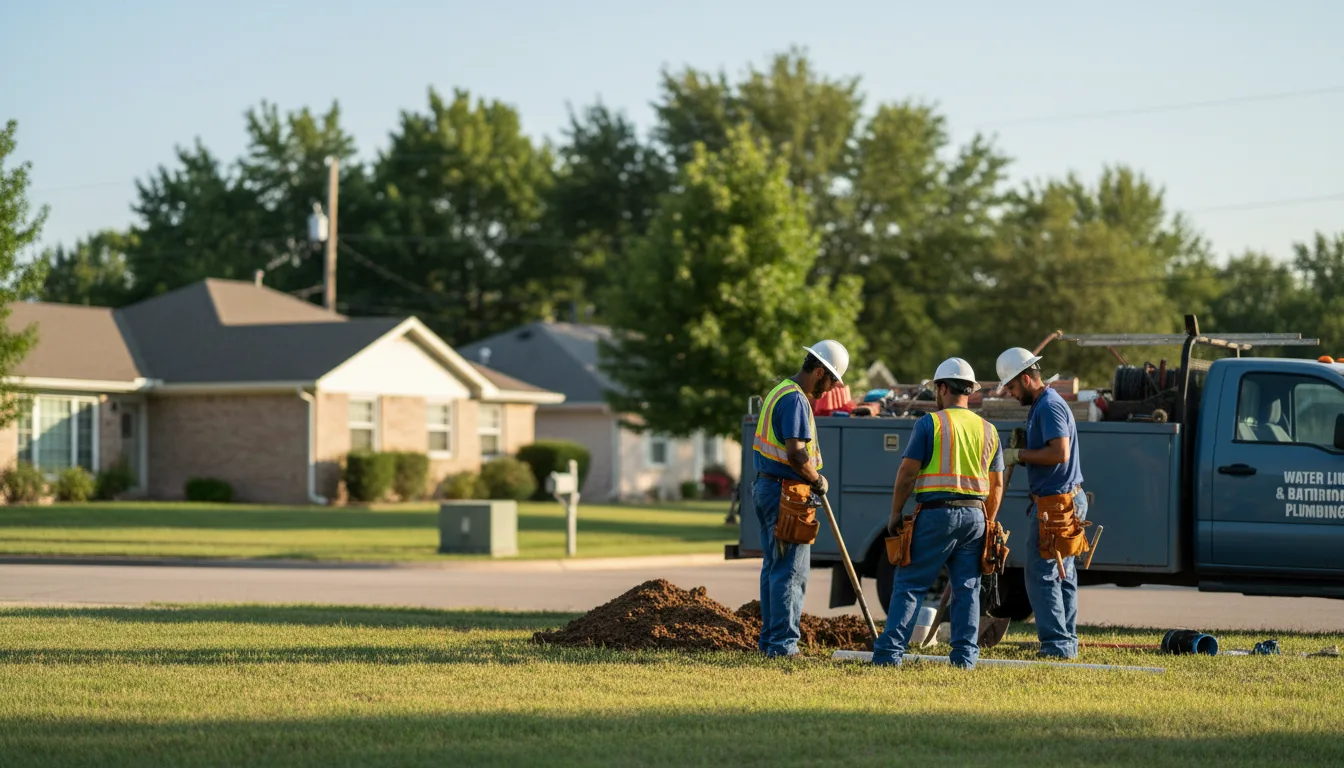 Residential water line and bathroom plumbing service in Bison, OK